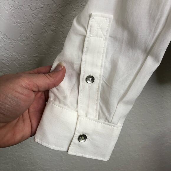 Anthropologie Pilcro top womens XS NEW white pleated shoulder popover oversized - Picture 5 of 16